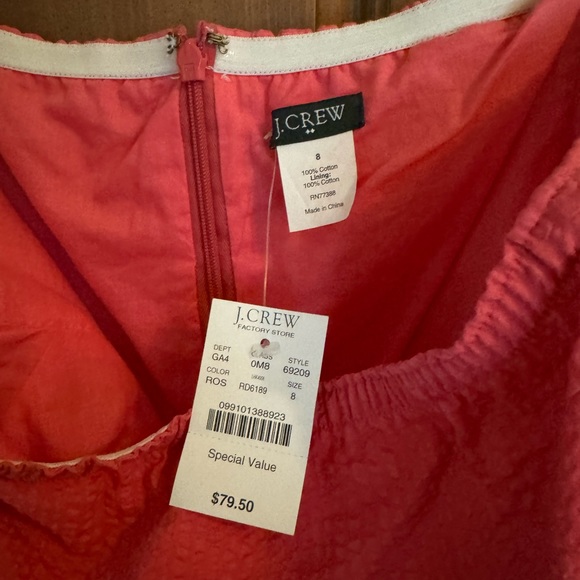 NWT JCrew Factory Coral Seersucker Strapless Sundress (8) - Picture 2 of 2